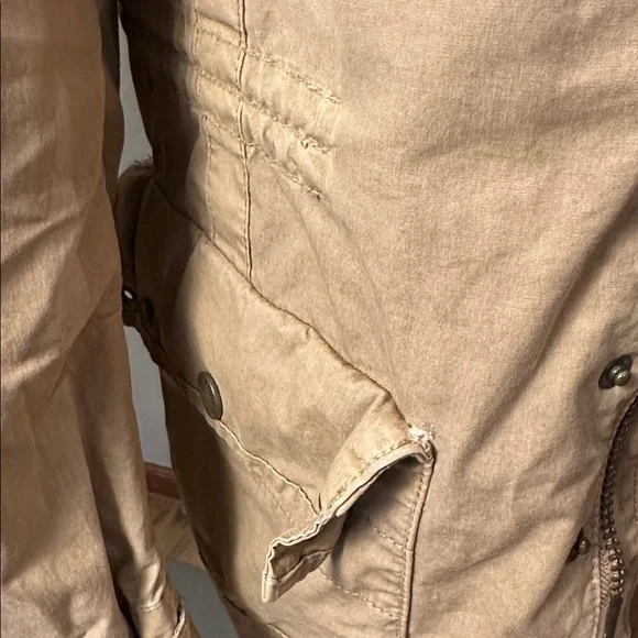 Barbour Weathered Canvas Jacket Mens M Field Military Khaki Zip Button Coat - Picture 6 of 10